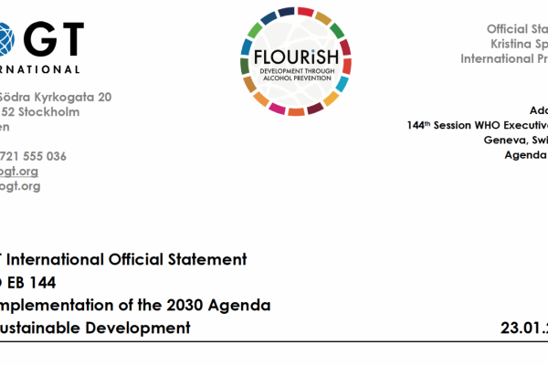 144th WHO EB Statement on Item 5.4: Implementation of the 2030 Agenda for Sustainable Development (IOGT)